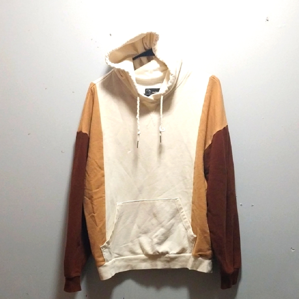 Original Use Colorblock Hooded Sweatshirt Cream/ Brown Medium